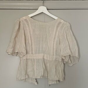 Sezane Lace Cream Blouse